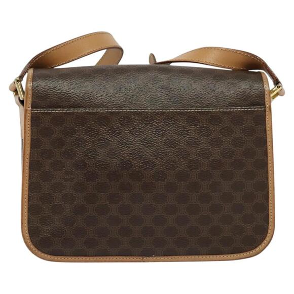 CELINE Macadam Canvas Circle Shoulder Bag Pvc Leather Brown Gold - Picture 3 of 12